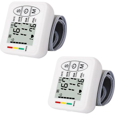 Lot de 2 tensiomètre intelligent et précis,Tensiomètre électronique professionnel pour bras supérieur, détection automatique de l'hypertension, de l'arythmie, du pouls, brassard réglable, blanc (1/5)