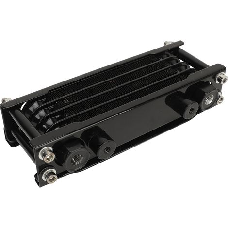 Kit de refroidissement d'huile moteur moto 17 pièces, kit de refroidissement d'huile moteur en aluminium à 4 rangées, convient aux modèles Monkey 125cc-140cc, noir. (1/5)
