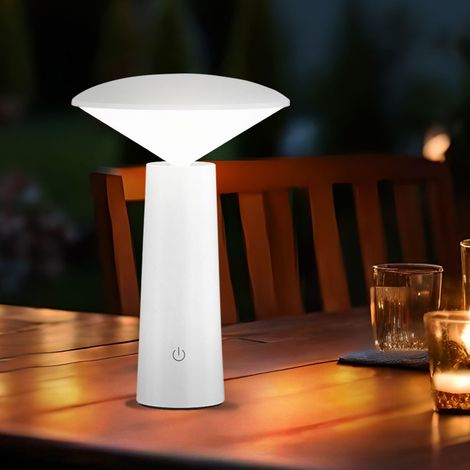 LED Tischleuchte Garten Outdoor Leuchte Batterie Akku Außentischlampe, dimmbar CCT Schaltung  schwenkbar IP44, 2W 200lm 3000K 4750K 6500K , DxH 14x21 cm
