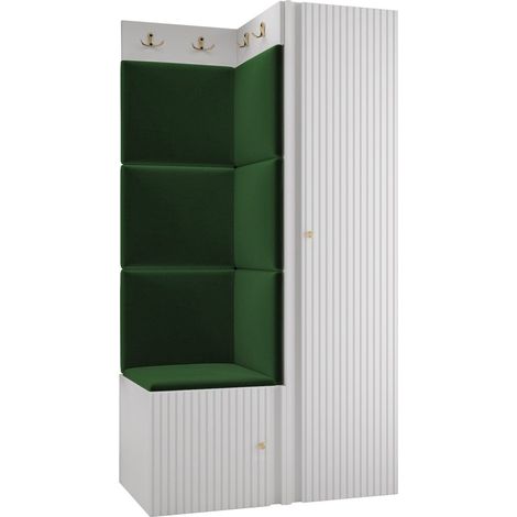 Meuble d'entrée Hartford 390, Polo 889, 186x82x46cm, Tissu, MDF, Stratifié, À poser, Murale