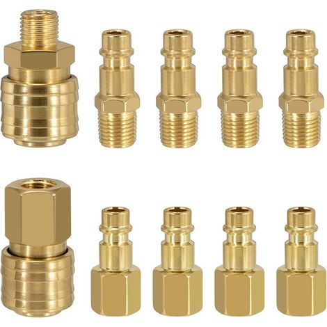 Raccord de Compresseur 1/4"BSP Raccords Rapide Air Comprimé Embout Compresseur Air Européen pour Compresseur à Air Tuyau Pneumatique 10 Pièces (1/5)