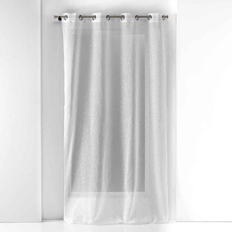 Rideau Voilage à Œillets "Goutteline" 140x240cm Blanc (1/5)