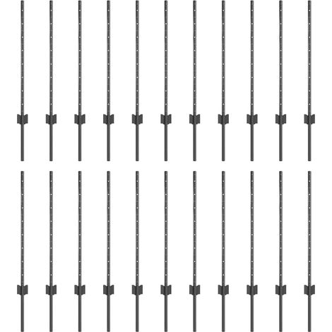 Poteaux de clôture 22 pcs U-Channel gris 120 cm en acier CFW1196173 (1/5)