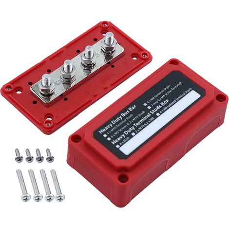 Boîte de barre omnibus 300A Heavy Duty Module Design Bloc de distribution d'énergie Busbar Box avec 4X M8(5/16") bornes pour batterie marine DC 12V 24V 48V (1/5)