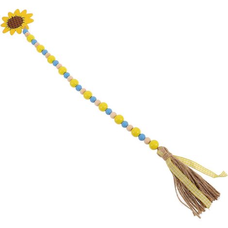 Guirlande de perles en bois en forme de tournesol avec pompon (5 pièces) (1/5)