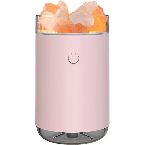 Diffuseur d'air électrique multifonction, humidificateur, huile aromatique, pierres de sel cristallin, veilleuse rose (1/3)