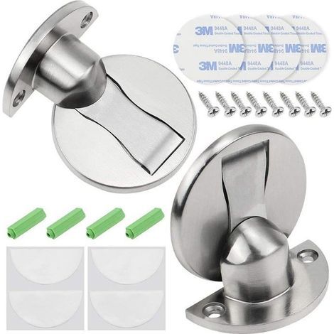 (Silberne) Magnetische Türstopper – Wandschutz – 2er-Pack – Einfache Montage – Silber – Starker Magnet (1/3)