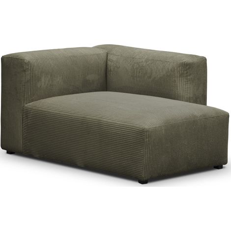 Méridienne d'angle à droite modulable en velours côtelé vert kaki - Modulo (1/5)