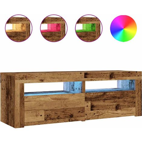 Maison Exclusive - Mesitas de noche con luces LED 2 uds madera vi (1/5)