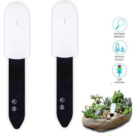 Lot de 2 hygromètres intelligents pour le sol Testeur de sol avec voyant lumineux Capteur d'humidité du sol Hygromètre de sol étanche (1/5)