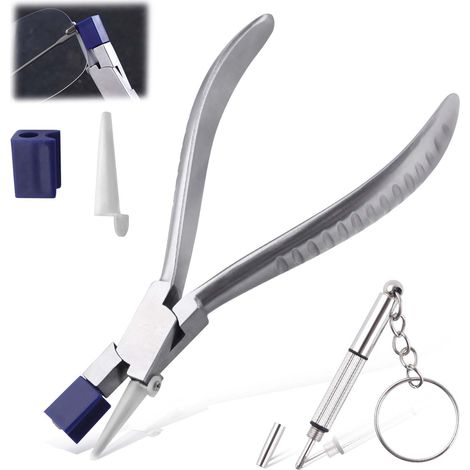 Pince à monture de lunettes concaves en nylon, pince de réglage de monture de lunettes en acier inoxydable de 6 pouces, kit d’outils de réparation de lunettes optiques avec mini tournevis (1/5)