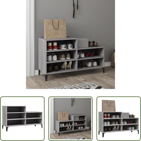 vidaXL Schuhregal Holz -  Schuhregal Grau Sonoma 102x36x60 cm Holzwerkstoff (1/5)