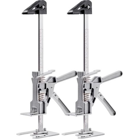 2 Cric à bras, Capacité 100 kg, Hauteur réglable 18 cm, Acier, Niveau magnétique, Installation portes fenêtres (1/5)