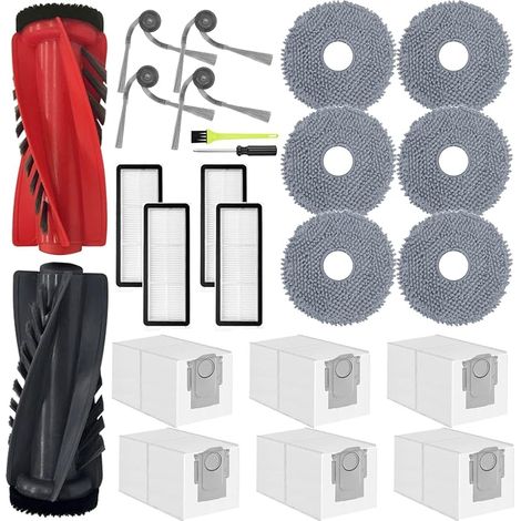 Accessori per Roborock Qrevo Curve/Qrevo Edge/Qrevo Curve S5X/Qrevo Edge S5A/Qrevo 5AE/Qrevo S5V: 1 spazzola principale, 6 sacchetti per la polvere, 6 panni, 4 filtri HEPA, 4 spazzole laterali (1/5)