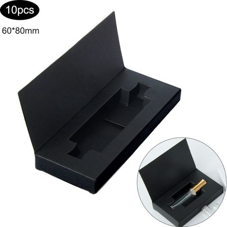10 boîtes cadeaux noires élégantes pour parfum, en papier 6x8x1.6cm, étui universel pour flacon (1/5)