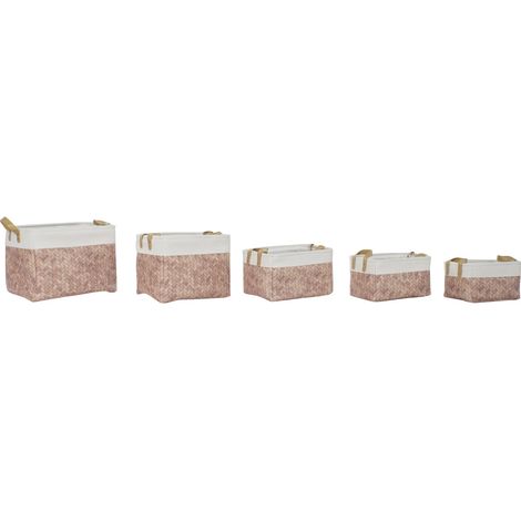 Corbeille Set 5 Toile Polyester 40X30X32 Naturel (1/4)