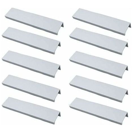 Lot de 10 Poigne Profil Poigne de Meuble Cuisine - Poigne Invisible Poignee de Meuble Bross Poigne Meuble argent en Alliage d\'Aluminium Entraxe 96mm (1/4)