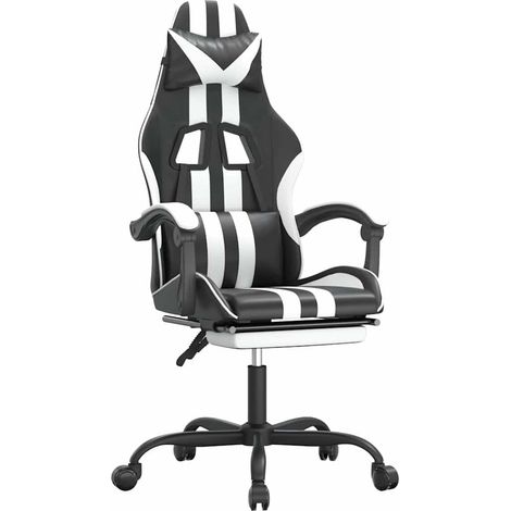 Maison Exclusive - Sedia da Gaming con Poggiapiedi Nero e Bianco in Similpelle (1/5)