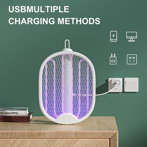Toivize Raquette électrique anti-moustique rechargeable USB avec lumière UV - Appareil de lutte contre les insectes rechargeable et efficace (1/5)