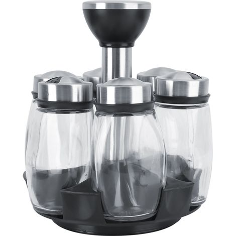 Boîte de rangement rotative pour épices avec support à sel et poivre (1/5)