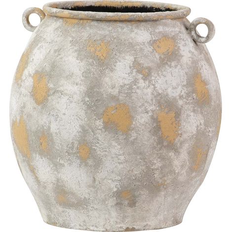 Vase en métal beige et blanc 30x30x33 cm (1/2)