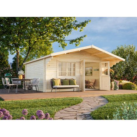 Abri de jardin en bois Britta 19,7 m2 Traité Translucide (1/5)