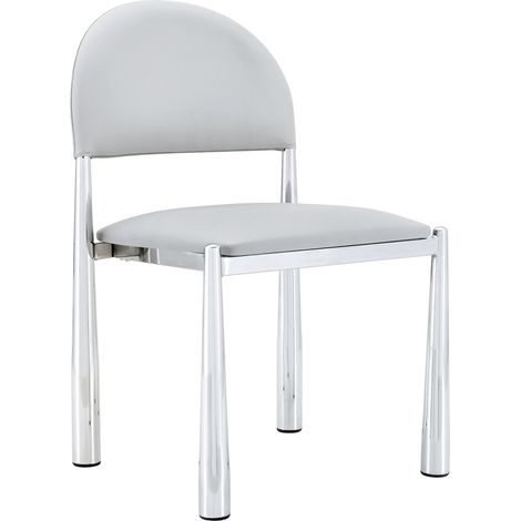 Set 2 sedie da pranzo imbottite in PU grigio chiaro con schienale semicircolare e gambe in metallo (1/4)