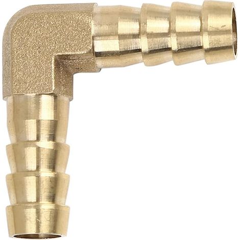 sourcing map Brass Fitting 10 mm Angled 90 Degree Gold Tone 1pc Air Water Oil (1/5)