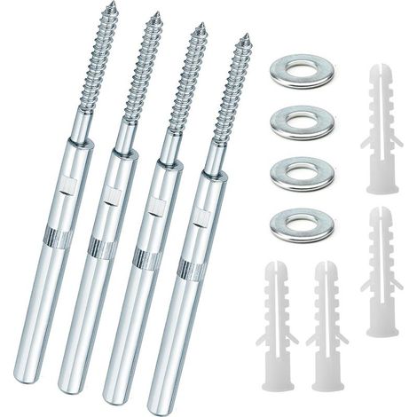 Lot de 4 supports d'étagère flottants invisibles 10 x 100 mm, fixation etagere invisible, support etagere invisible murale,Avec rondelles et chevilles (1/5)