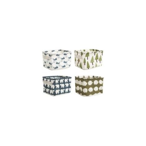 Panier Rangement Tissu - 4 pièces, Panier Rangement Tissu Pliable Lin 20×16×13cm + Poignée - Pour Bureau/Maison (1/5)