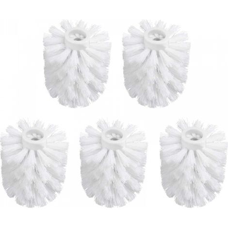 Tête de brosse WC de rechange, lot de 5, blanc, filetage 16 mm, diamètre 7 x 9,5 cm (1/3)