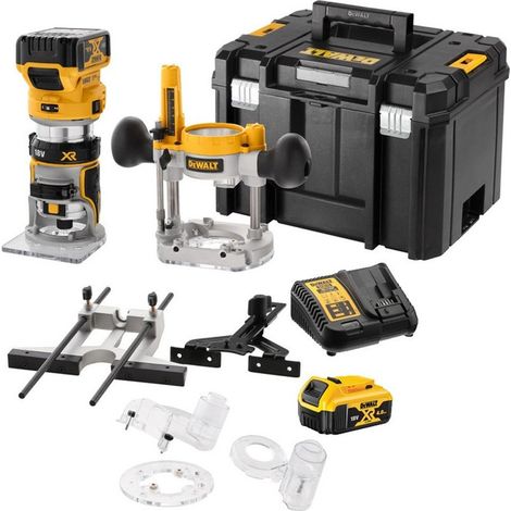 Dewalt DCW604P2 18v XR Brushless Laminate Trimmer 1/4"" Router + Plunge Base 5ah