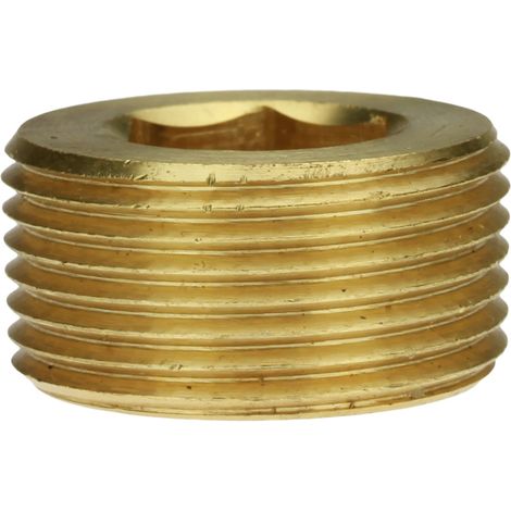 Reidl DIN 906 Verschlussschrauben mit Innensechskant, kegliges Gewinde, Feingewinde M 12 x 1,5 x 10, Messing blank (1/4)