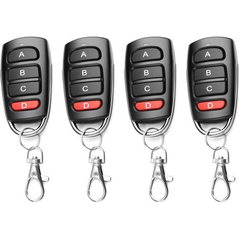 4PCS Telecommande Universelle Portail 433 Mhz, Duplicateur Porte de Garage Telecommande, Remplacement Telecommande Garage Sans Fil à 4 Boutons (1/4)