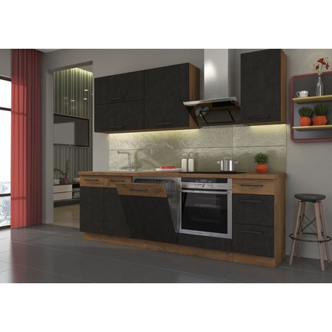 Küche VIGO Basic Matera Grau Lancelot 240 cm Küchenzeile Küchenblock Einbauküche (1/5)