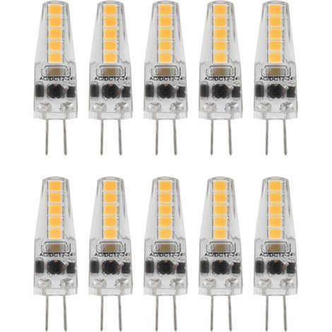 10pcs Ampoules LED G4, 2W 3000K AC 12-24V Ampoules à Intensité Variable pour Lustre Plafonnier Lampe de Table Blanc Chaud (1/5)
