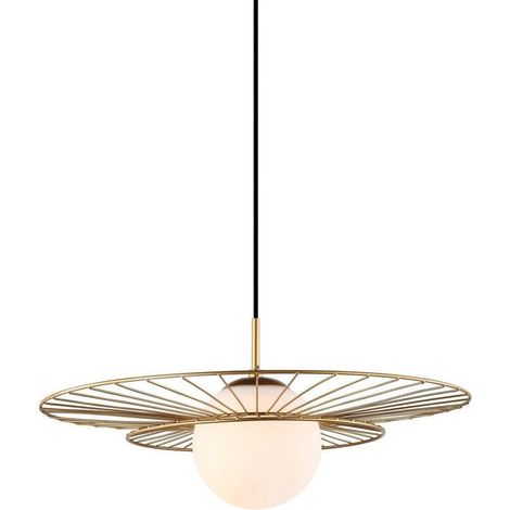 Italux Alison - Lámpara colgante moderna dorada 1 luz con pantalla blanca, E27 (1/3)