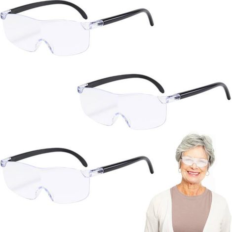 Loupes lecture 300% - 3 pièces, portable, pour porteurs de lunettes - Convient pour personnes âgées, broderie Étiquette (1/5)