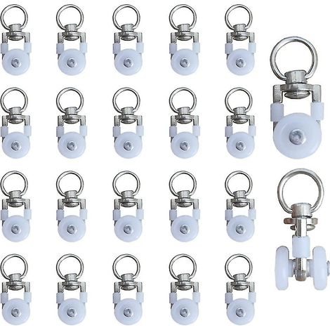 20 poulies métalliques, poulies pour rideaux, crochets pour rideaux coulissants, poulies pour tringle à rideaux (1/5)