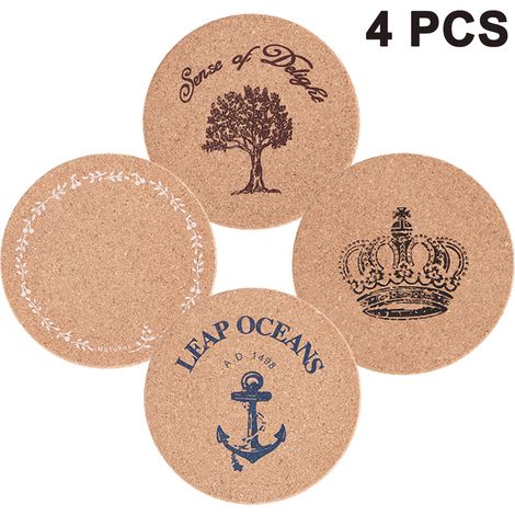 Sous-plat En Liège - 4 Pièces Rondes 19 cm De Diamètre 1 cm D'épaisseur - Pour Verres Plats Casseroles Et Plantes (1/5)