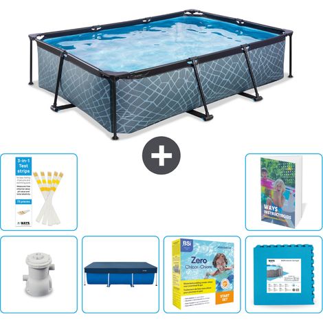 Exit Pool Rechteckig - Steinoptik - 300x200x65 cm - 7-teilig S276