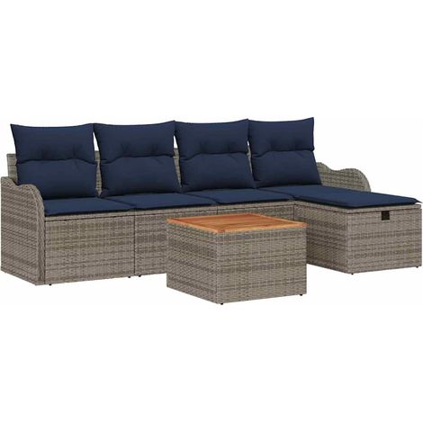 Garden Sofa Set 6 pcs Grey Poly Rattan vidaXL (1/5)