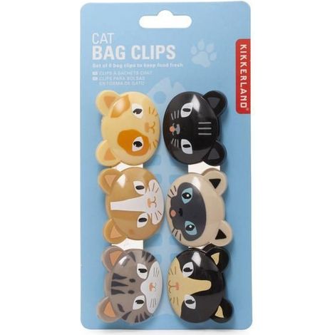 Set di 6 clip per sacchetti - Kikkerland - Multicolore - 4.5x4x3 cm - Plastica - Per bambini