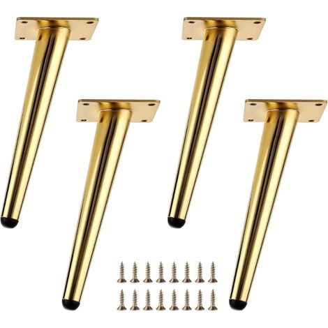 4 PCS Pieds de Meubles en Métal 8 Pouces, Pieds Coniques Élégants pour Canapé et Table Basse, Doré (1/4)