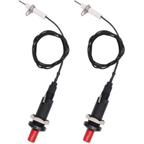 Set bestehend aus 2 Küchenfeuerzeugen mit sternförmigem Piezo-Knopf, hitzebeständigem Kabel (200 °C) und einer Länge von 1 Meter (1/4)