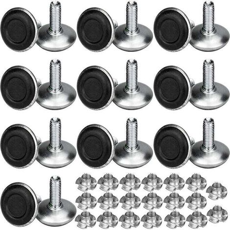 Lot de 20 pieds de meuble réglables en métal M8 x 20 mm, pieds de nivellement pour table avec écrous fraisés (1/3)