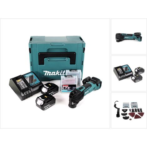 Makita DTM 51 RTJX2 Akku Multifunktionswerkzeug 18 V + 2x Akku 5,0 Ah + Ladegerät + 39 tlg. Zubehör Set + Makpac (1/5)