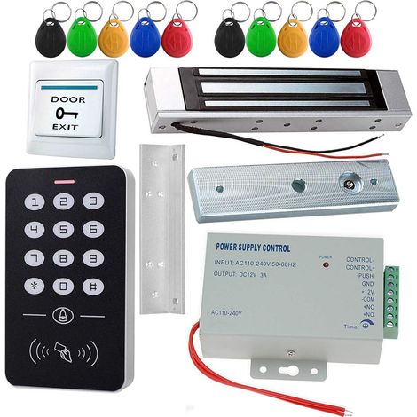 Kit de système de contrôle d'accès RFID 125KHz avec Serrure magnétique électrique 180KG et Alimentation, pour Serrure de Porte sûre à la Maison (1/5)