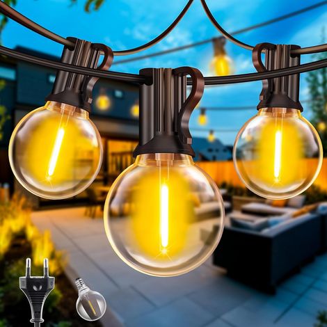 Guirlande Lumineuse Exterieure Guinguette 10M - Extérieur Lumières Exterieur Ampoule LED Lumiere Guirlandes Lumineuses Terrasse Jardin Electrique Girlandes d'extérieur Interieur Lumière Balcon Lampe (1/5)