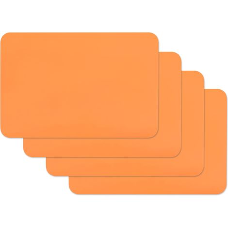 Einfarbiges oranges Platzset, 4-teilig, 40 x 30 cm, rechteckig, lebensmittelechter Kunststoff, glatte Oberfläche, leicht zu reinigen, Tischschutz (1/5)